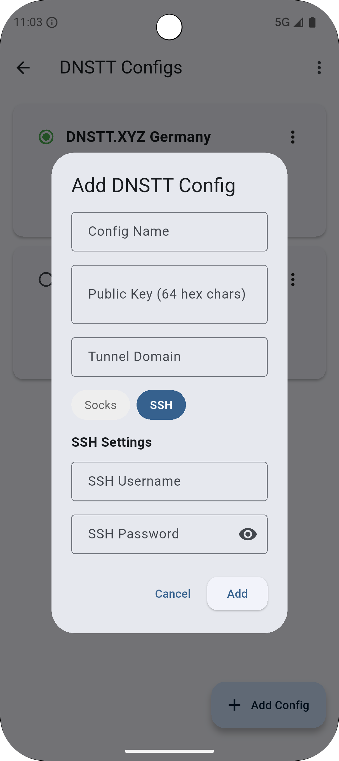 DNSTT Android - Add SSH Config