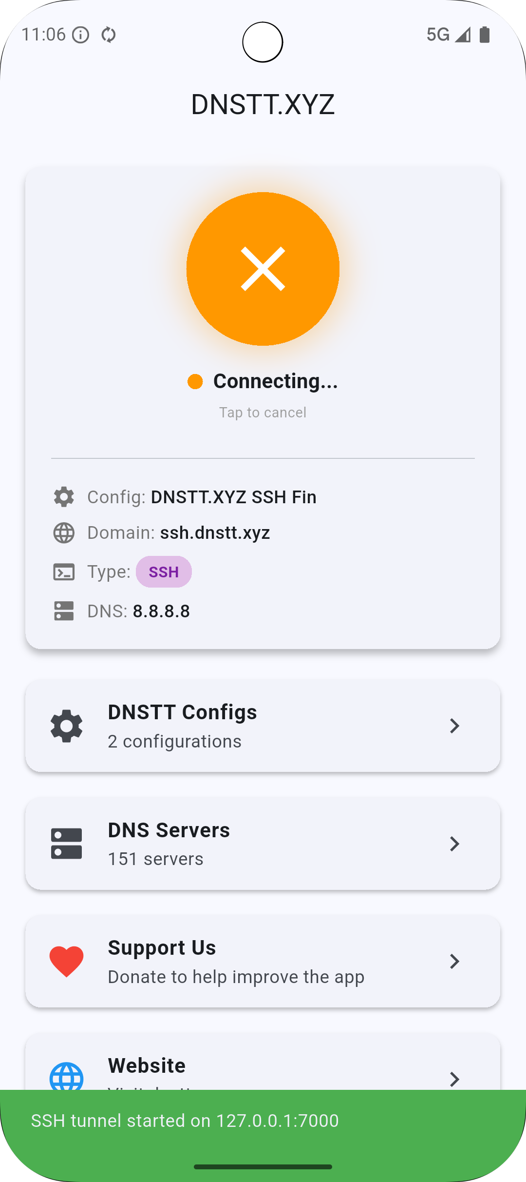 DNSTT Android - Connecting