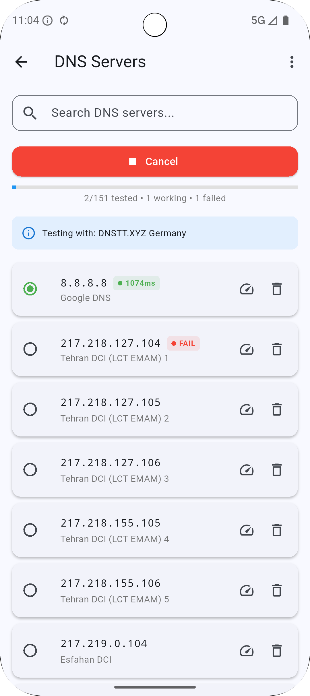 DNSTT Android - Test In Progress