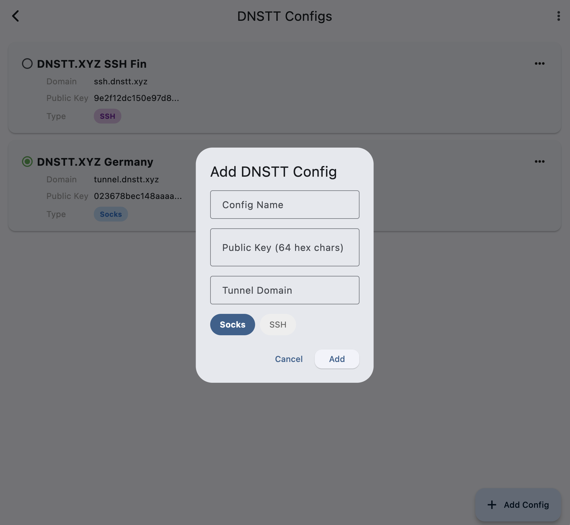 DNSTT Desktop - Add SOCKS Config